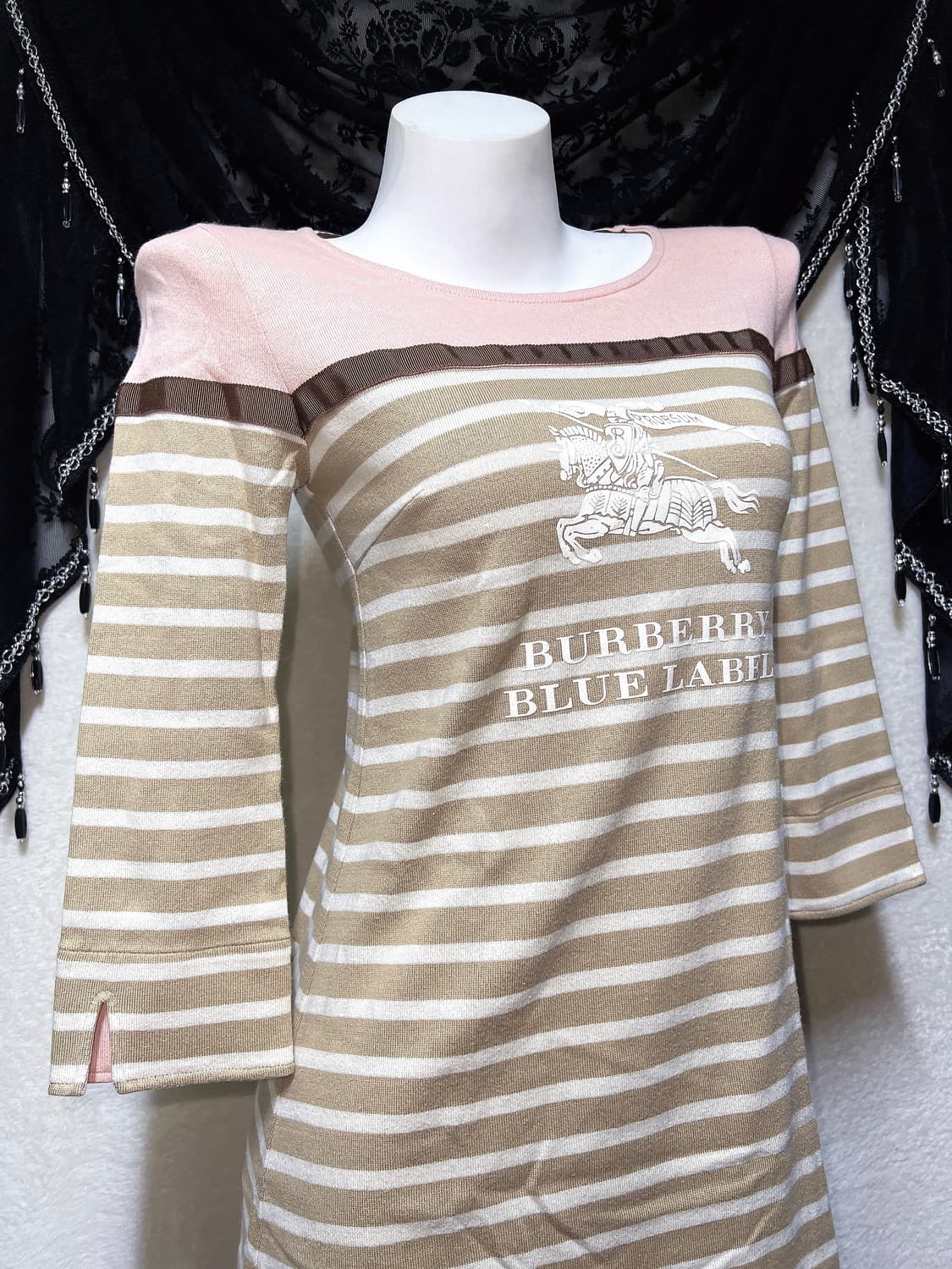 버버리 블루라벨 딸초 스트라이프 원피스 라떼갸루 로맨틱 로걀 너드 핀터 상품이미지2