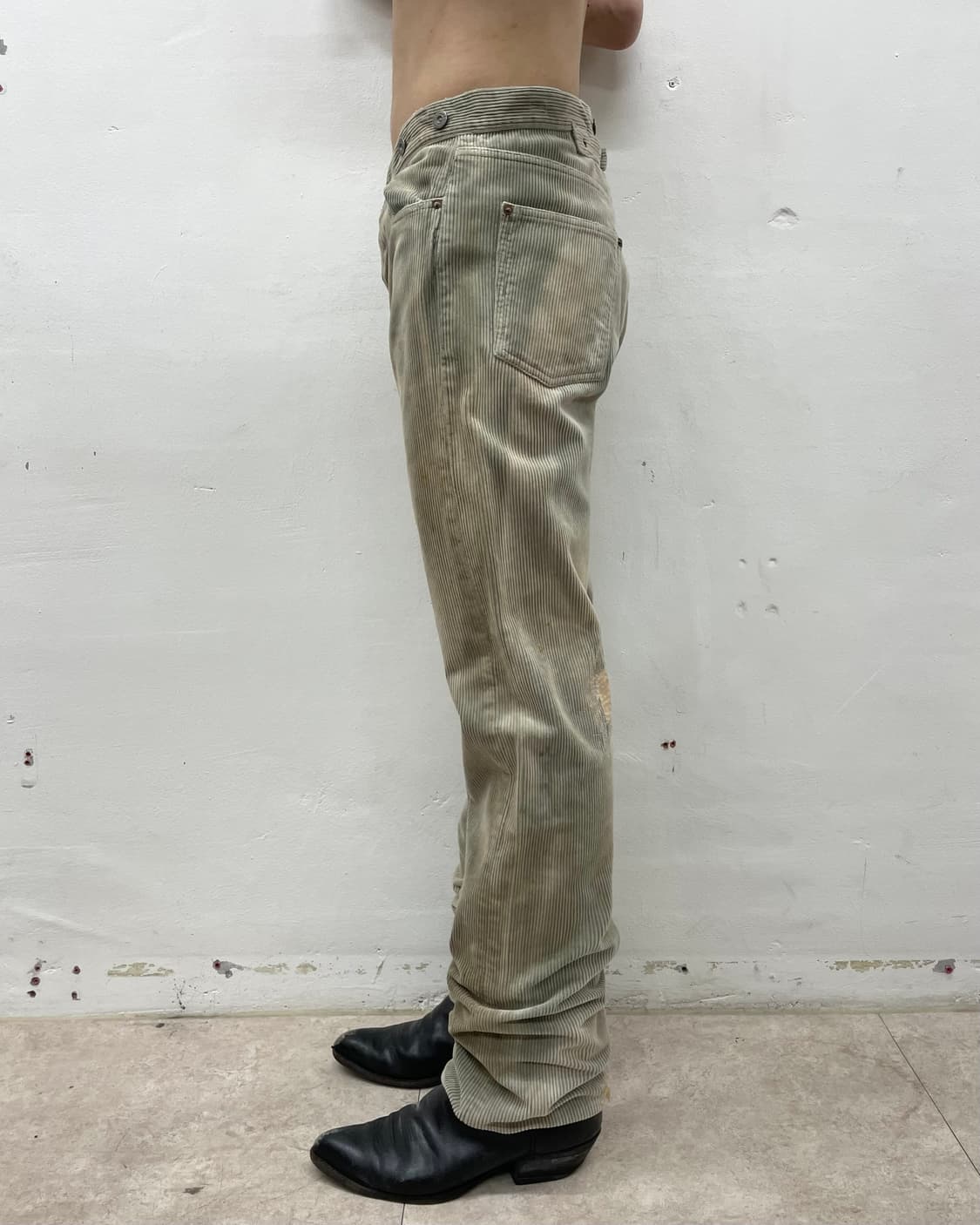 Patchwork washed corduroy green pants 상품이미지2