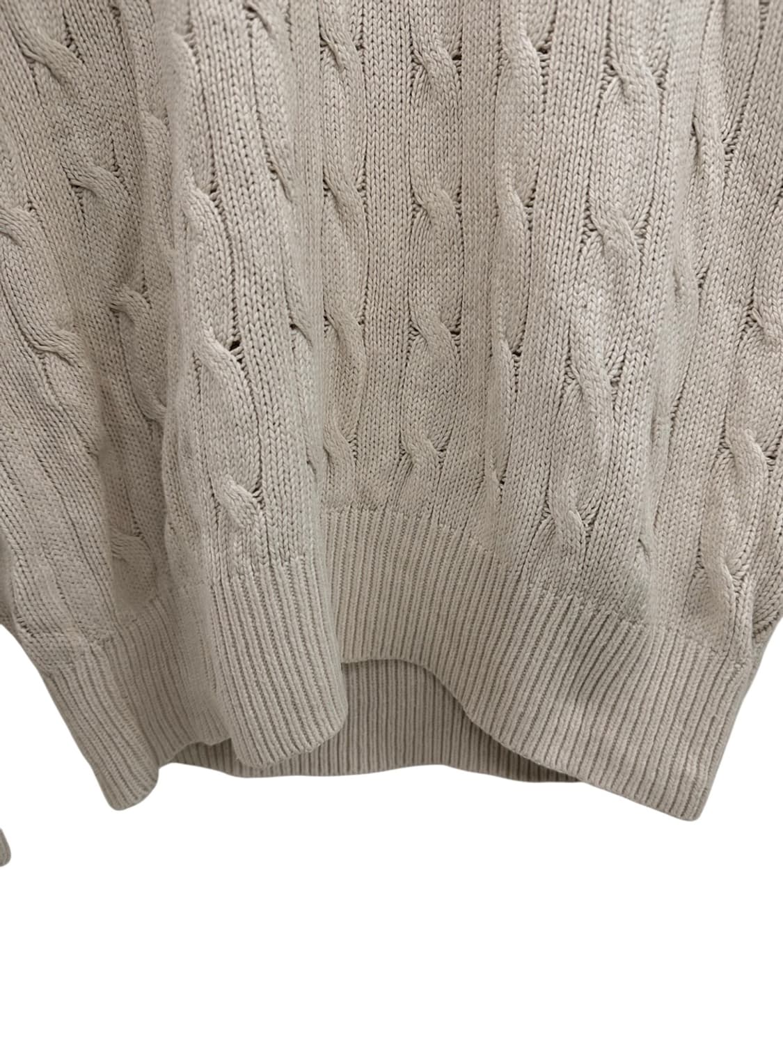 폴로 꽈배기 케이블 반집업 니트 아이보리 (S) 상품이미지6