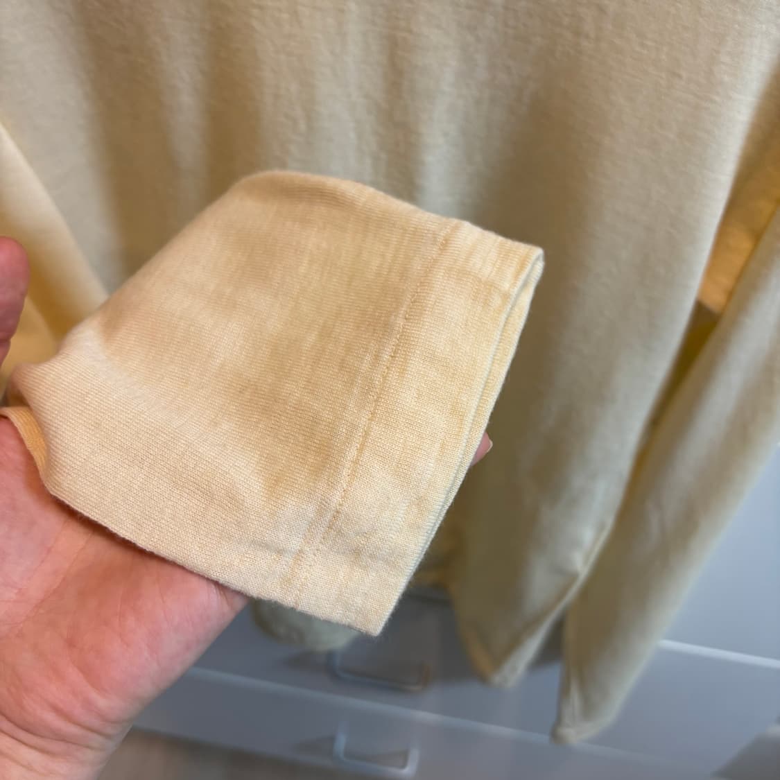 꼼데가르송 트리콧 울100% 링거 니트 티셔츠 아이보리 상품이미지5