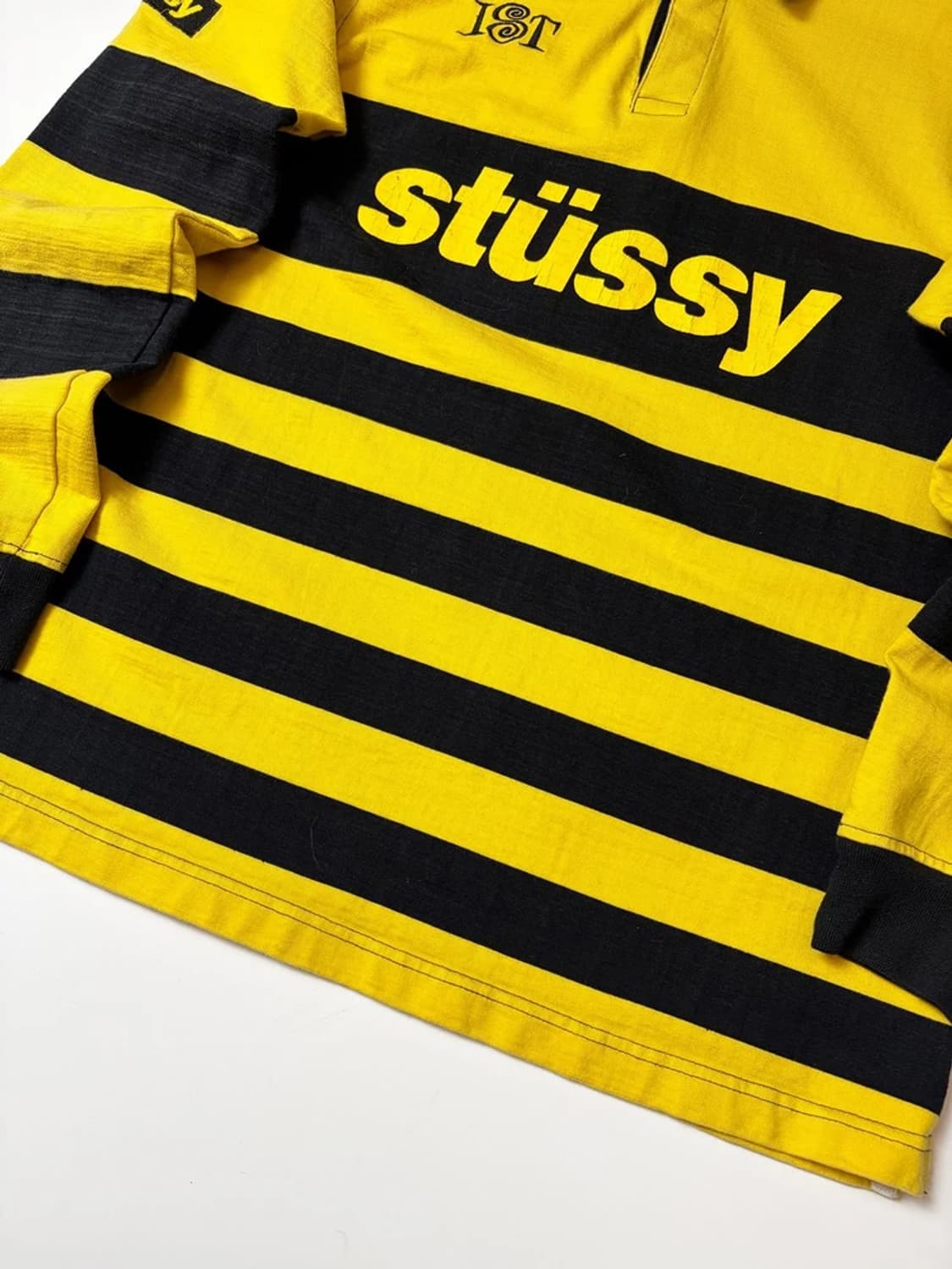스투시 STUSSY 옐로우 스트라이프 팀 럭비 셔츠 PN9265 상품이미지3