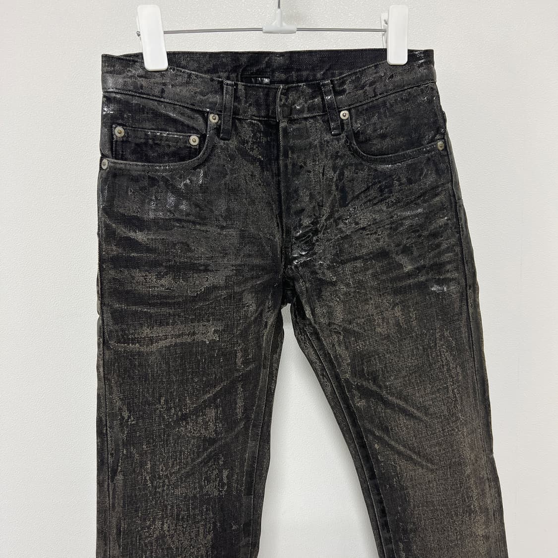 디올옴므 07AW "Luster" 블랙 왁스 코팅진 블왁코 상품이미지5