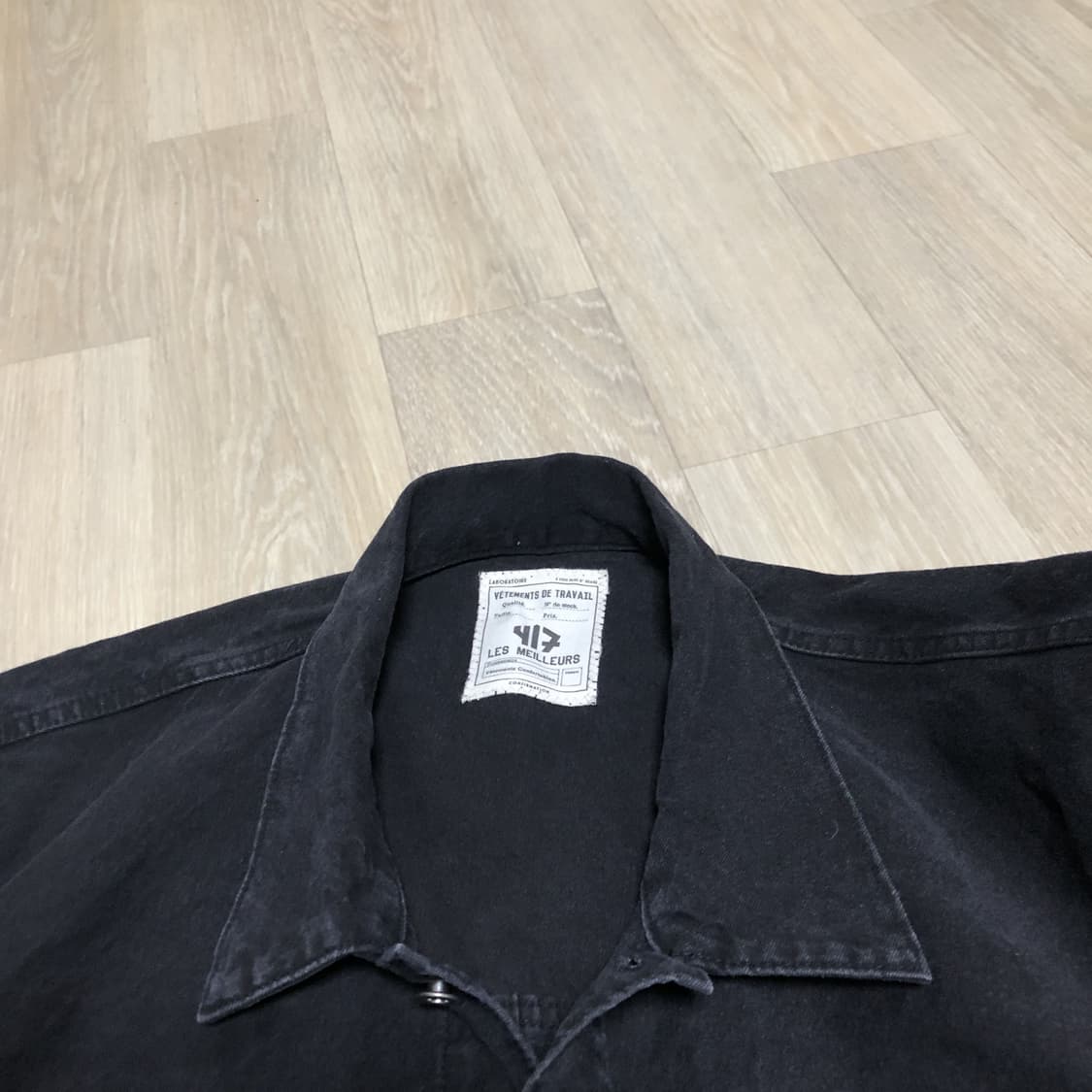 (L) 새상품 417 by EDIFICE 에디피스 1st 흑청 데님 셔츠 상품이미지5