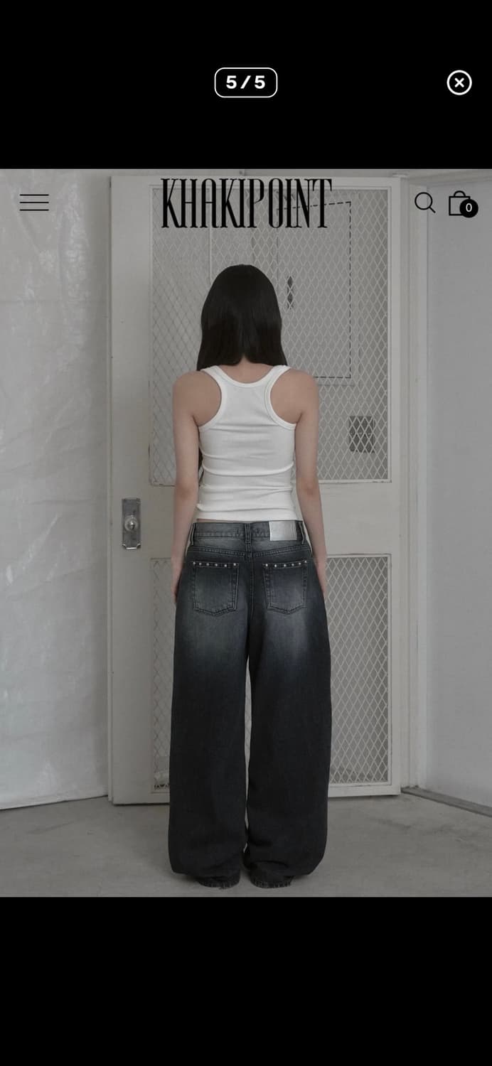 카키포인트 스터드 와이드 데님 사이즈 교환!! 상품이미지4