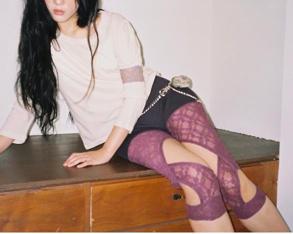 샵페어리 레깅스 lace up leggings purple 상품이미지1