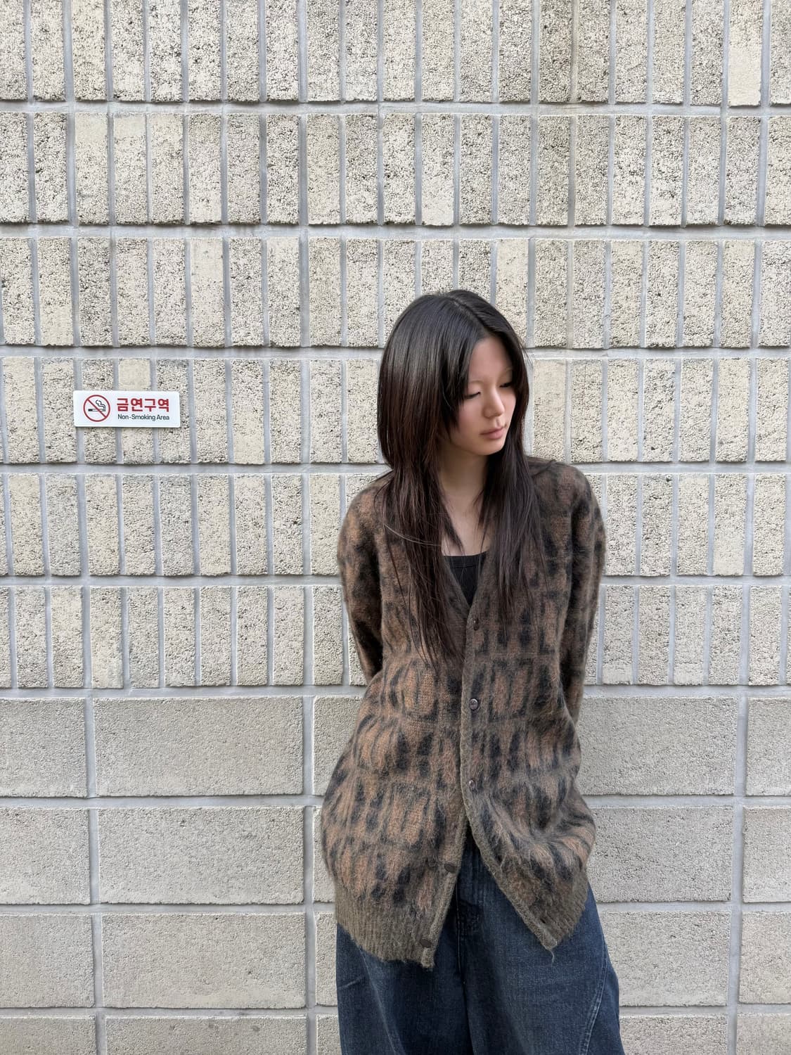 니들스 빠삐용 브라운 패턴 가디건 상품이미지5