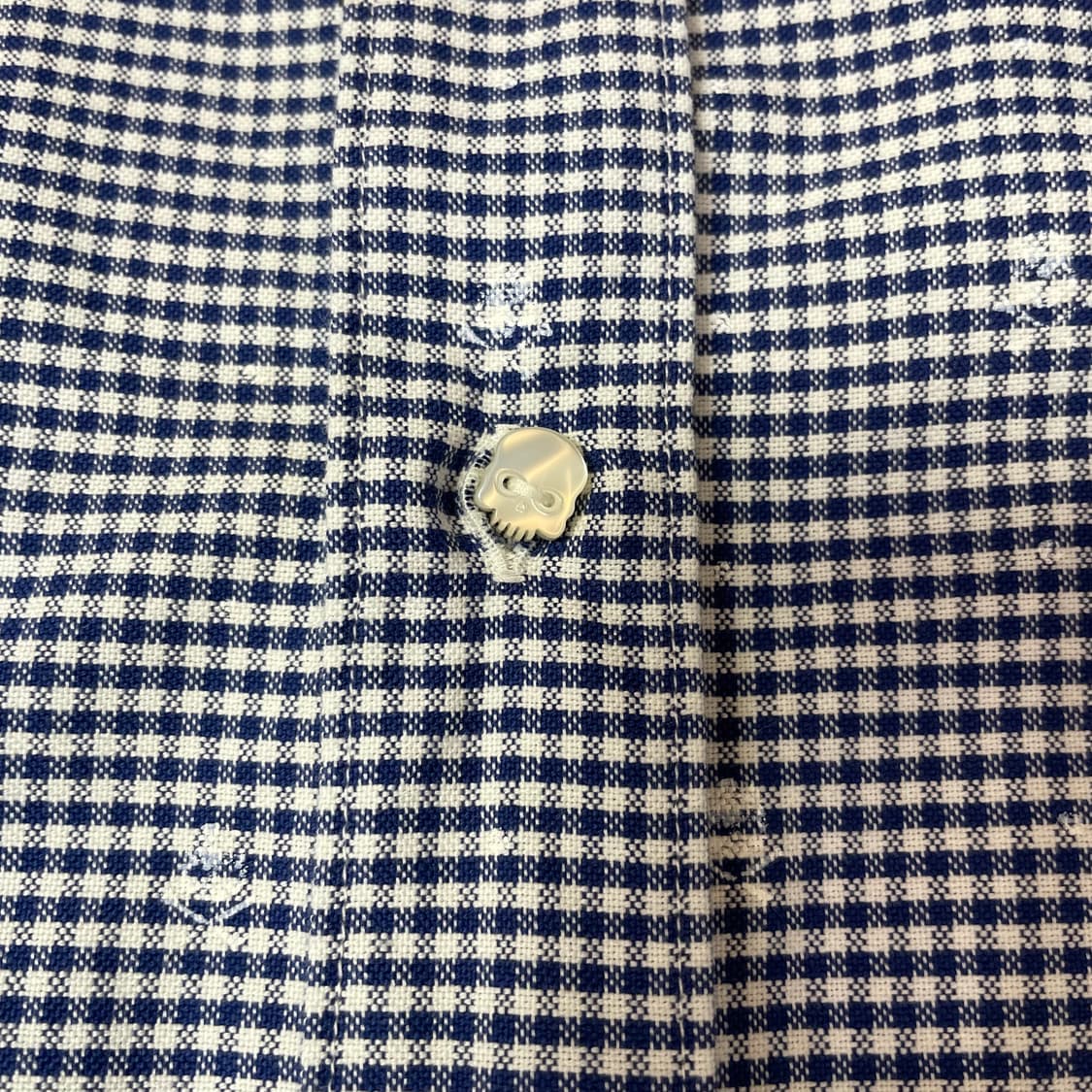 하이드로겐 블루 체크 스컬 패턴 긴팔 셔츠 S 상품이미지4