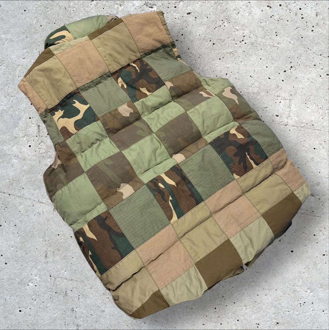 [1] 루니 빈티지 카모 패치워크 다운 베스트 조끼 C571 상품이미지2