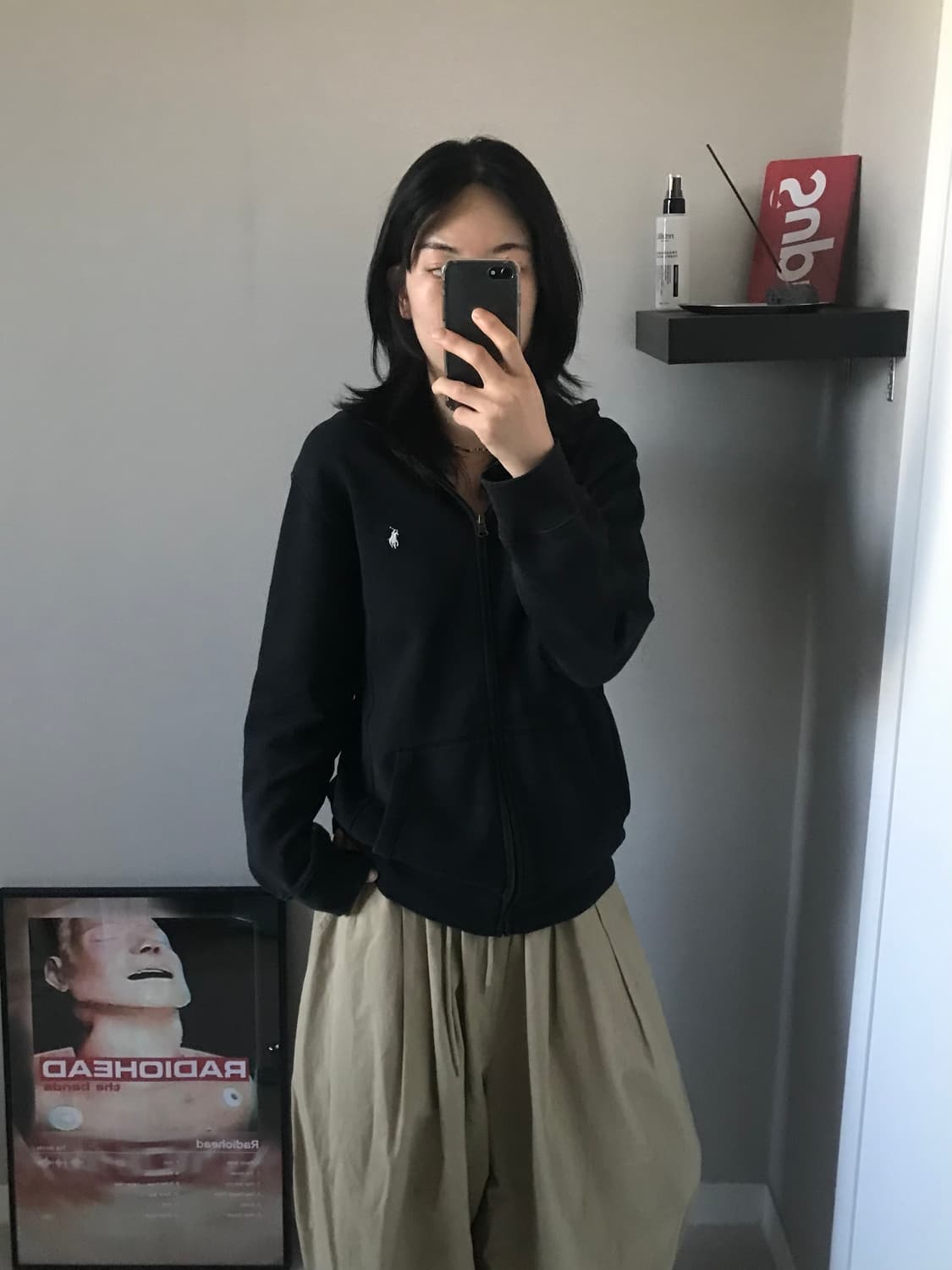 폴로 랄프로렌 포니 로고 블랙 후드집업 상품이미지2