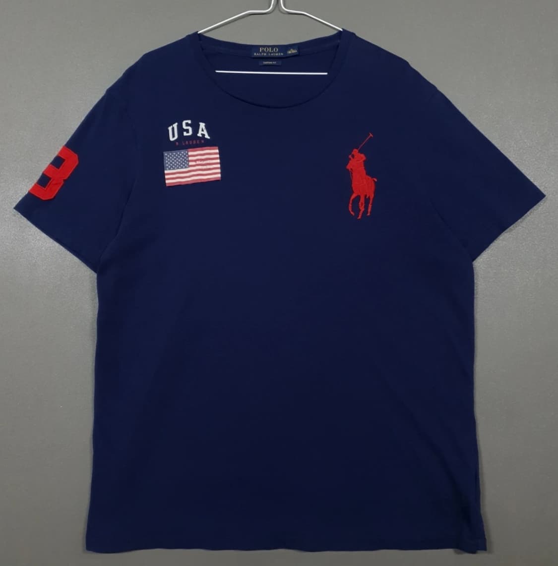 XL) 폴로랄프로렌 USA 성조기 빅포니 라운드 반팔 티셔츠 커스텀핏 상품이미지1