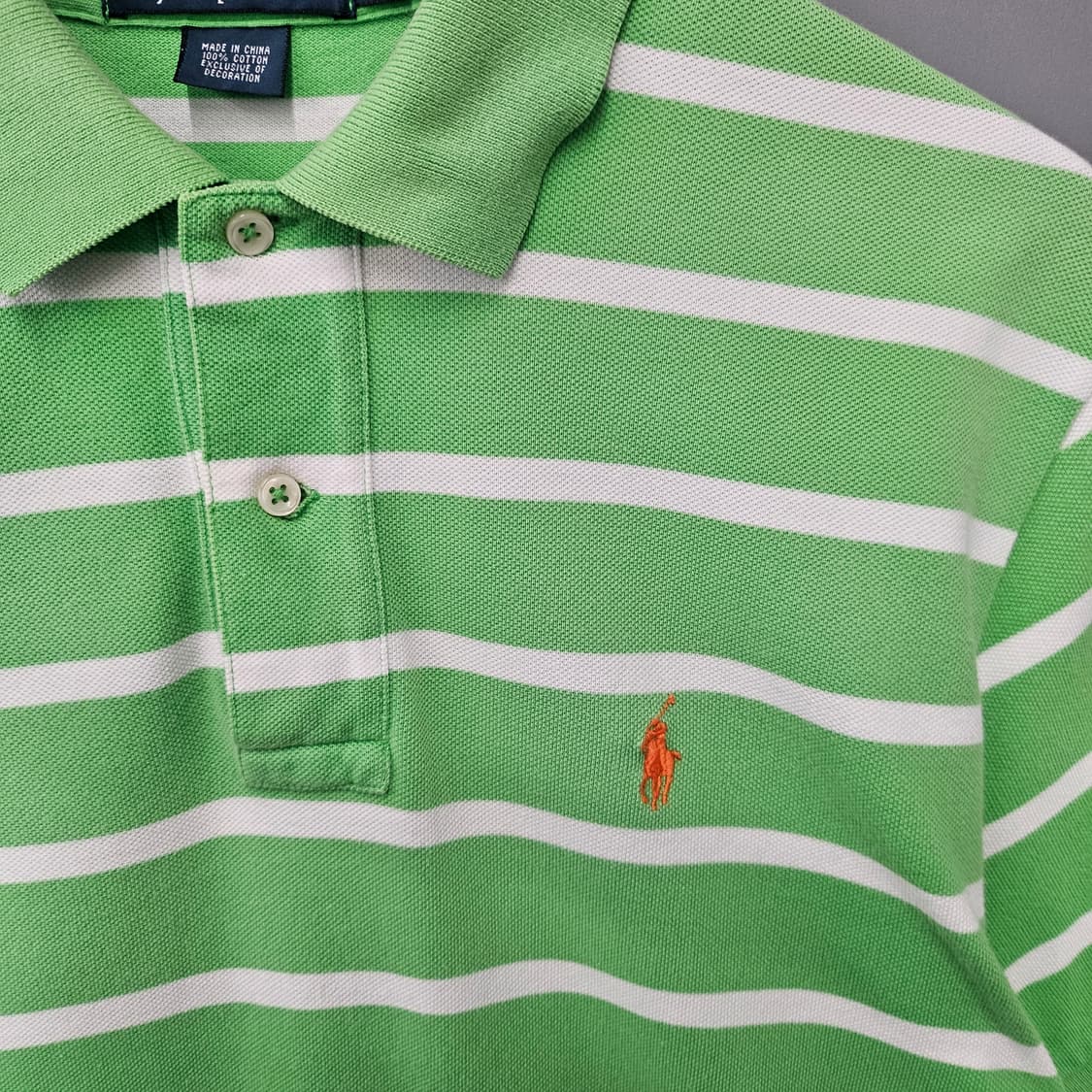 폴로 랄프로렌 스트라이프 반팔 카라티 그린 상품이미지4