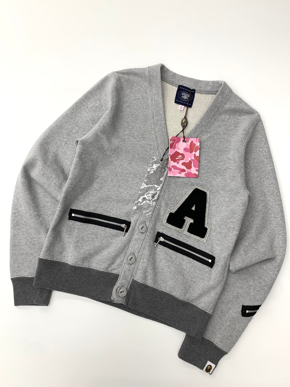 (새상품) Bape 베이프 투포켓 그레이 스웻 가디건 상품이미지4