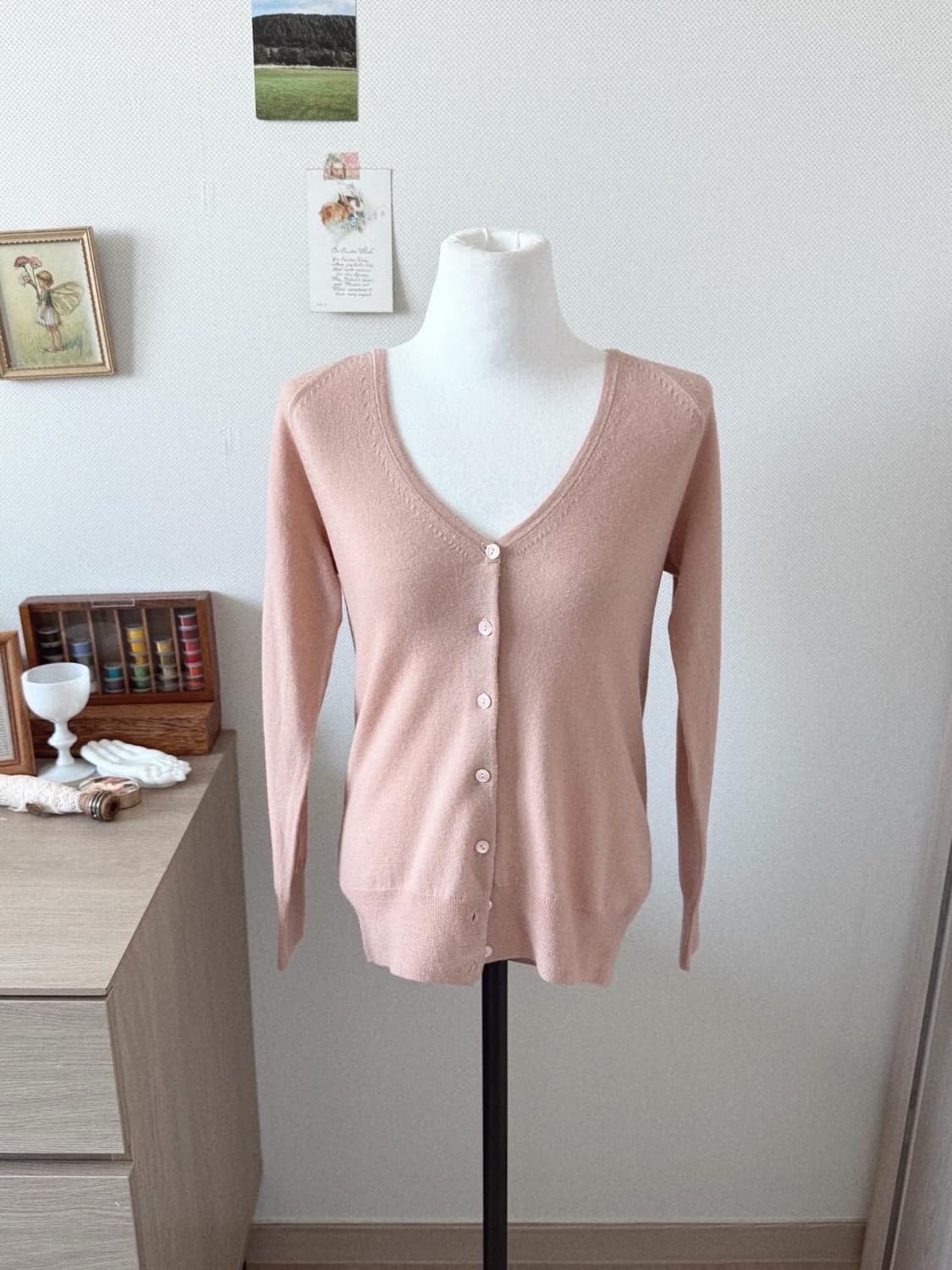 울100 핑크베이지 가디건 상품이미지1
