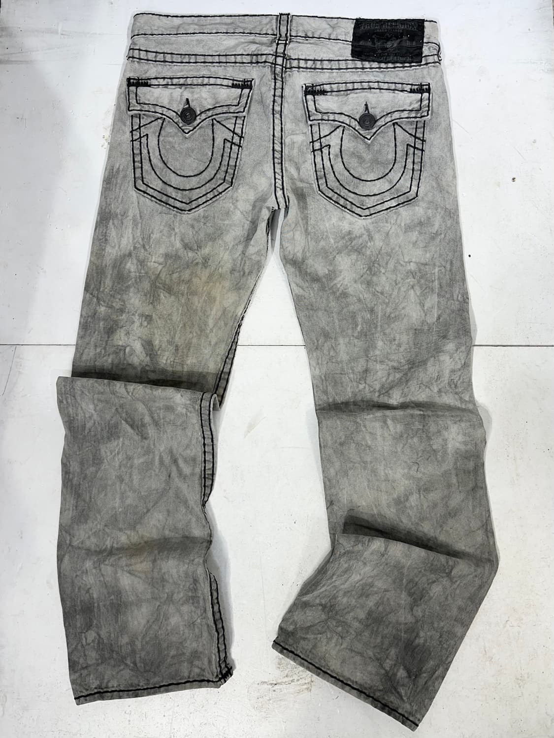 트루 릴리전 와이드 그레이 워싱 데님 힙합 팬츠 청바지 36 상품이미지5