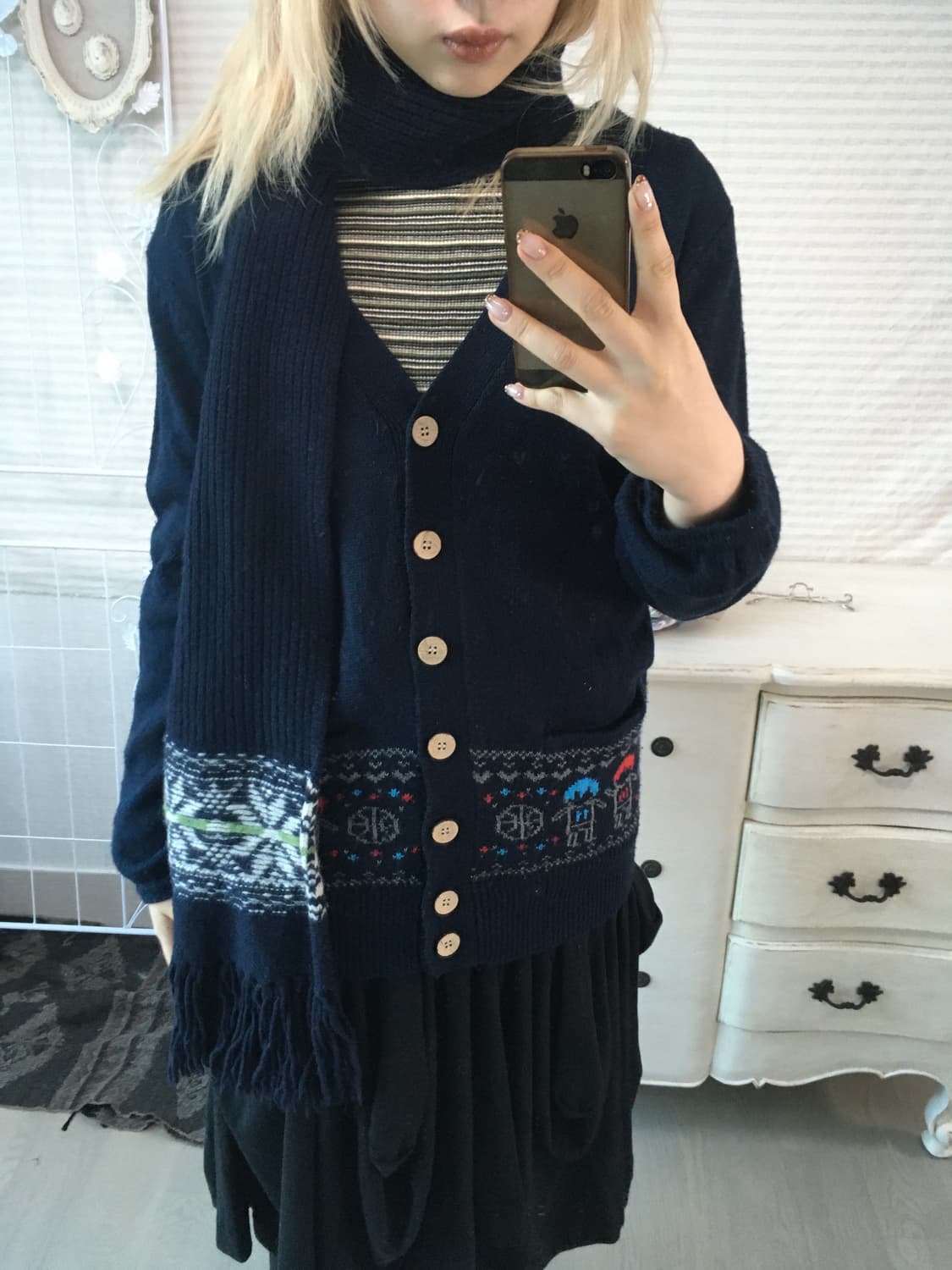 jpn vintage navy nordic muffler 상품이미지1