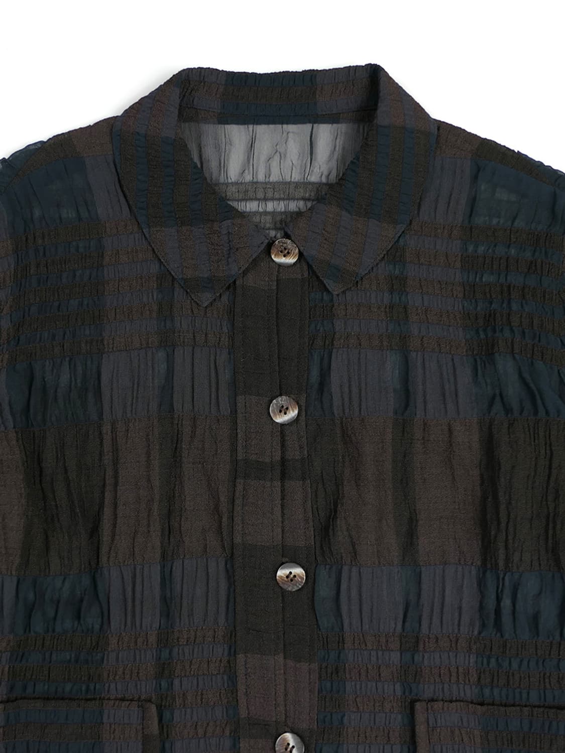Soen sheer pleated check shirt blouse 해 상품이미지2