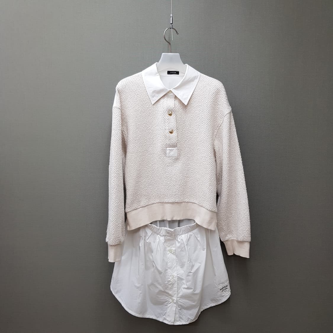 한섬 시스템 2022 레이어드 니트 셔츠 원피스 82-94-160사이즈 상품이미지1