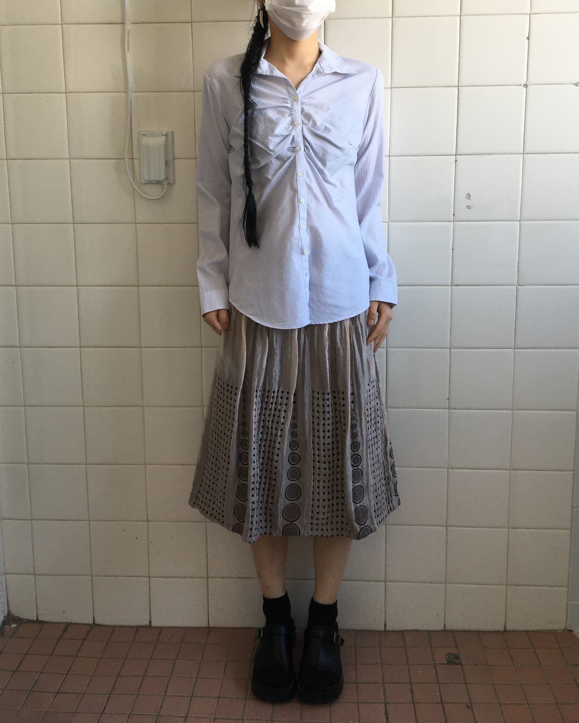 Shirring stripe pattern shirt 상품이미지1