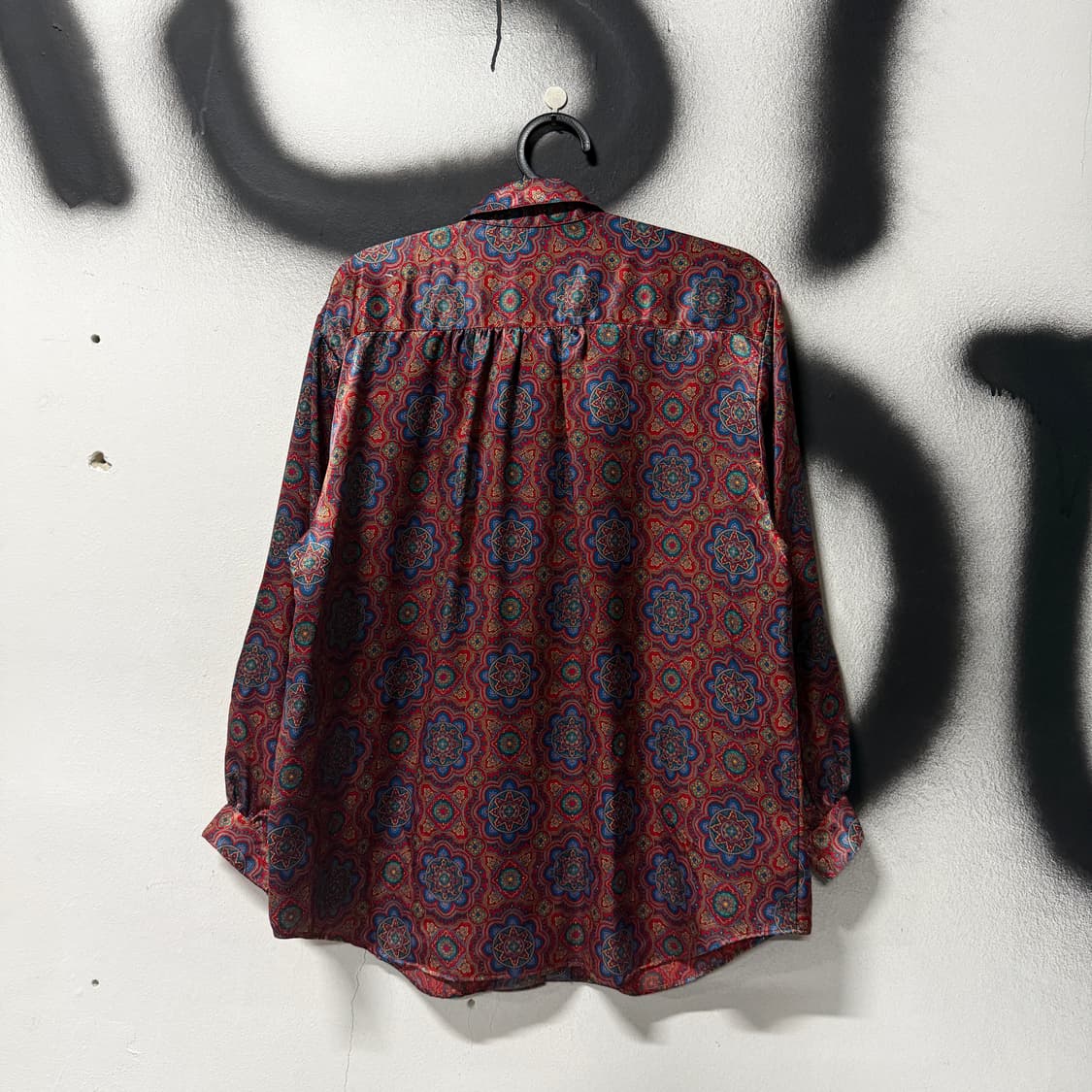 VTG 빈티지 새틴 페이즐리 만다라 패턴 원포켓 긴팔 셔츠 상품이미지2