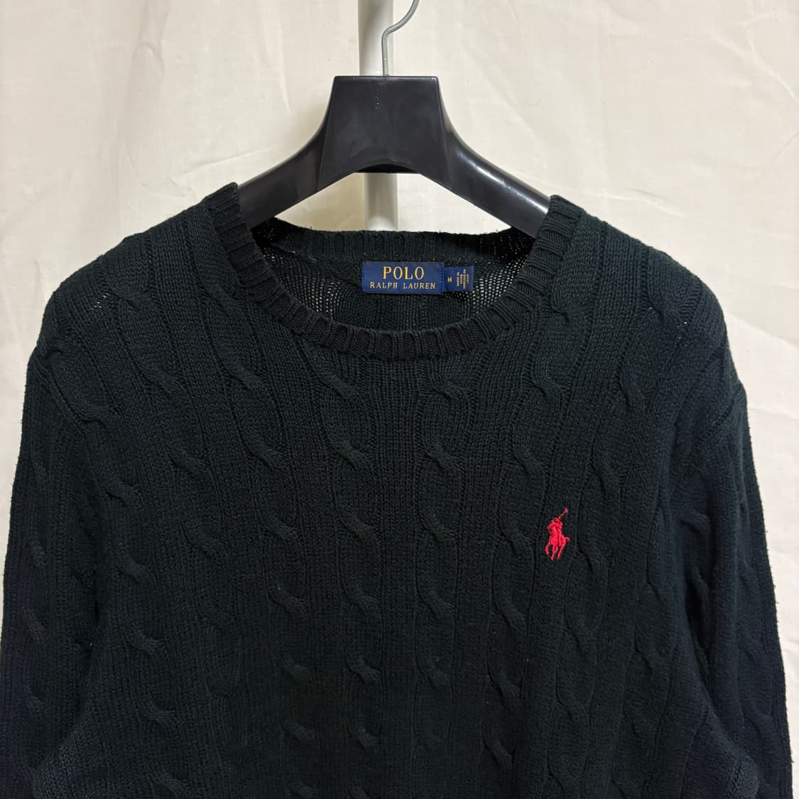 폴로 랄프로렌 코튼 케이블 니트 / 블랙, M 상품이미지2