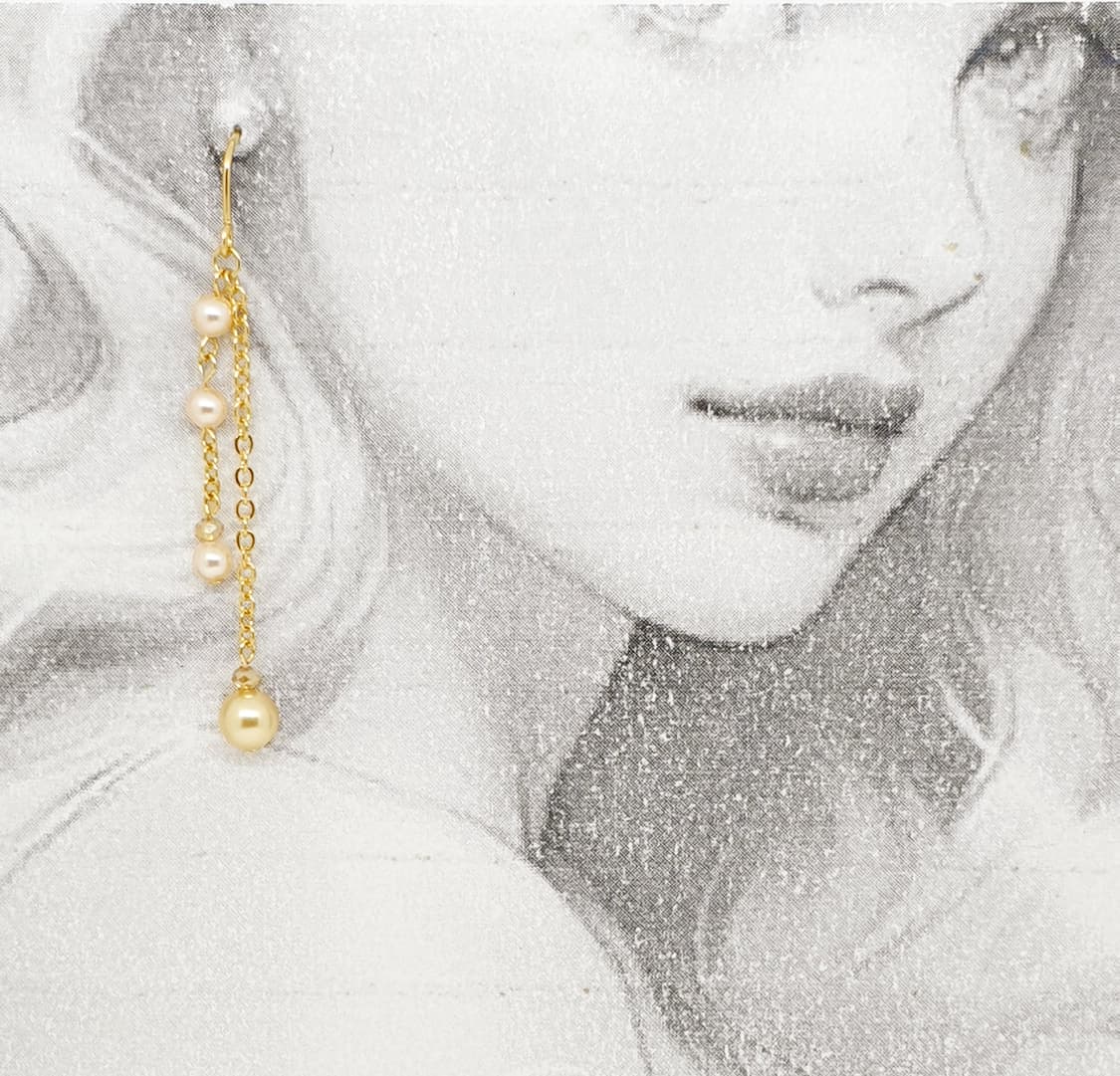 피치 진주 체인 귀걸이 상품이미지2