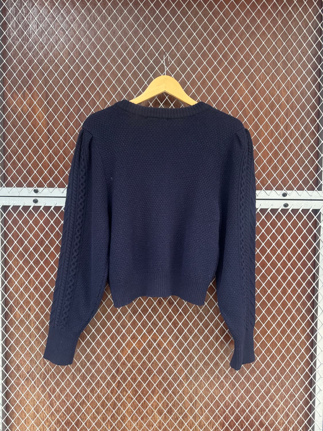 해바이해킴 슈퍼파인울 케이블 니트 가디건 S 네이비 상품이미지9