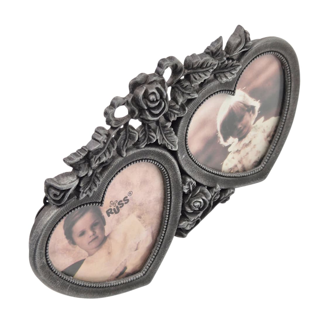 80s 미국 러스 하트&로즈 2구 주석 액자 상품이미지2