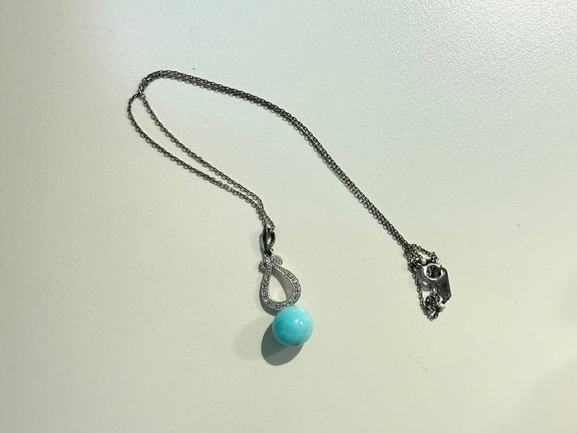 아마조나이트 원석 빈티지 목걸이 (925 실버체인) 상품이미지1