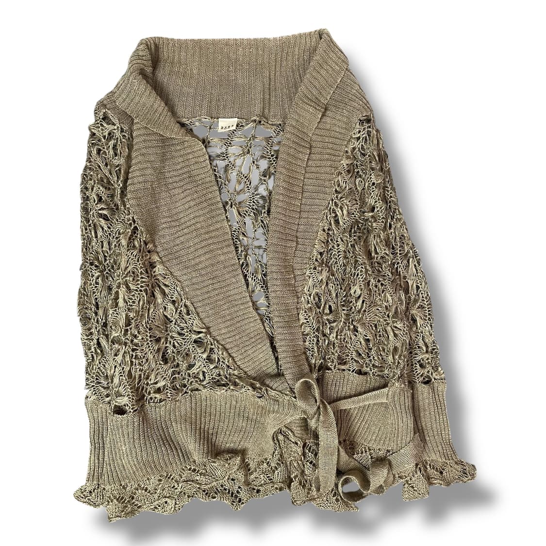 엑시즈팜 카키 페어리 에스닉 시스루 니트 가디건 상품이미지1