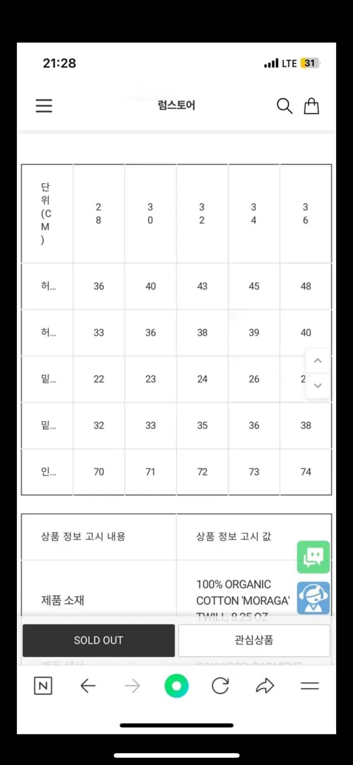 칼하트 WIP  COLE 카고팬츠 32 상품이미지5