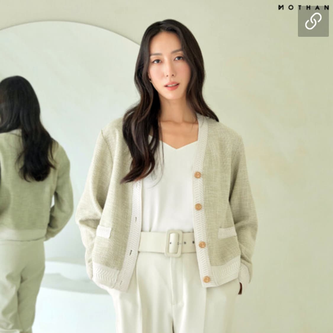 모덴(MOTHAN) V넥 트위드가디건 55-66 상품이미지1