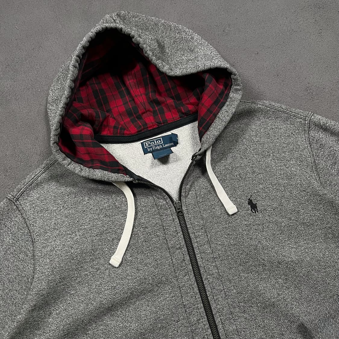 폴로 체크 후드 그레이 후드집업 상품이미지1