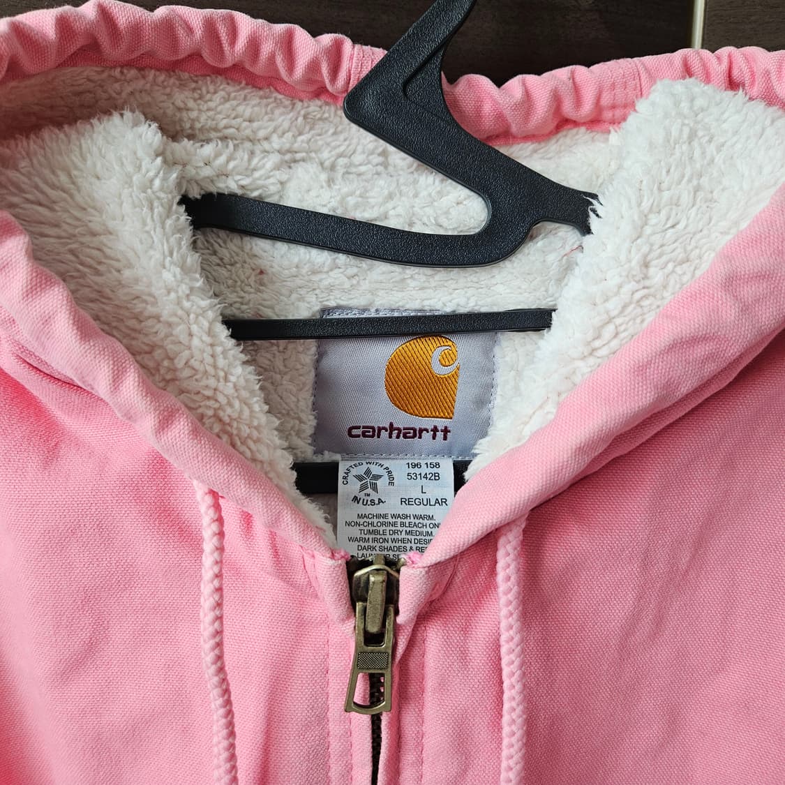 칼하트 빈티지 핑크 양털 후드집업 쉐르파 액티브자켓 남녀공용 L 상품이미지3