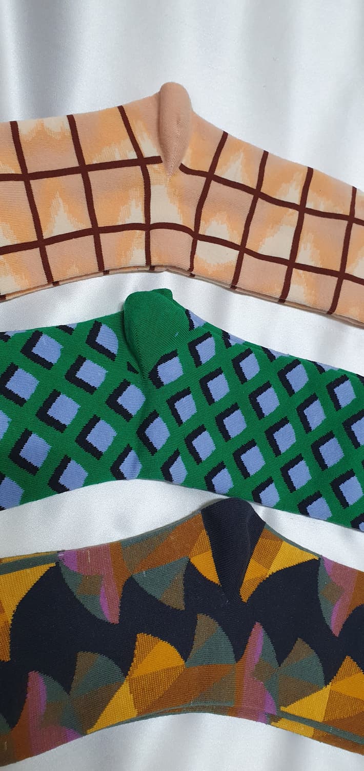 누드베이지 그린 블루  체크 추상파 Bonne Maison 본메종 양말 상품이미지7