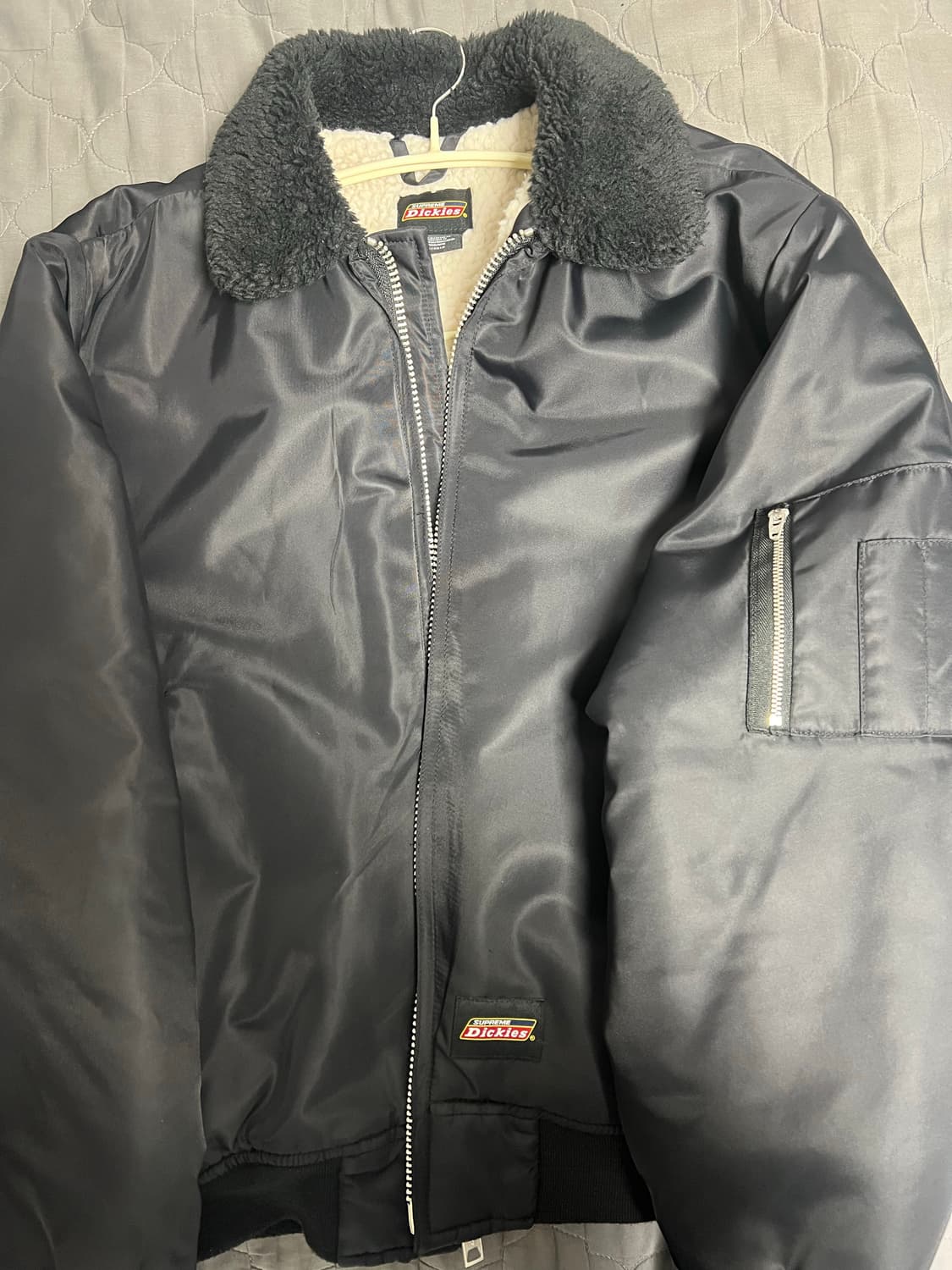 슈프림x디키즈 블랙 퍼 봄버자켓 상품이미지1