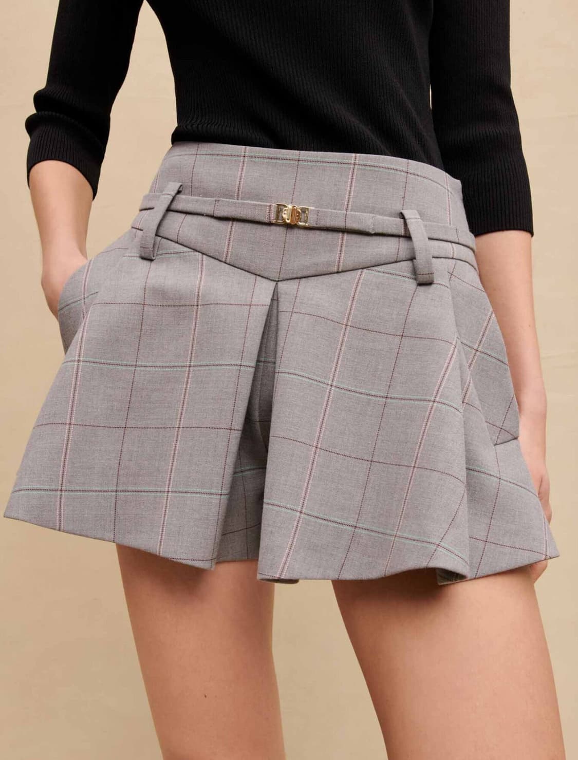 마쥬 체크 쇼츠 버뮤다 벨트 스커트 팬츠 치마 바지 상품이미지1