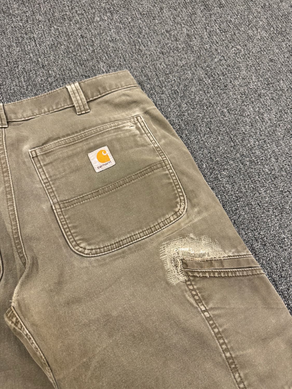 칼하트 빈티지 모스그린 더블니 워크팬츠 상품이미지6