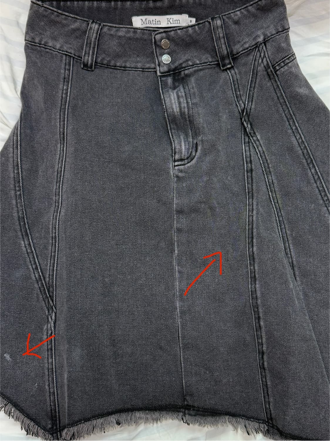 마뗑킴 언발란스 데님 스커트 다크 그레이 m 상품이미지2
