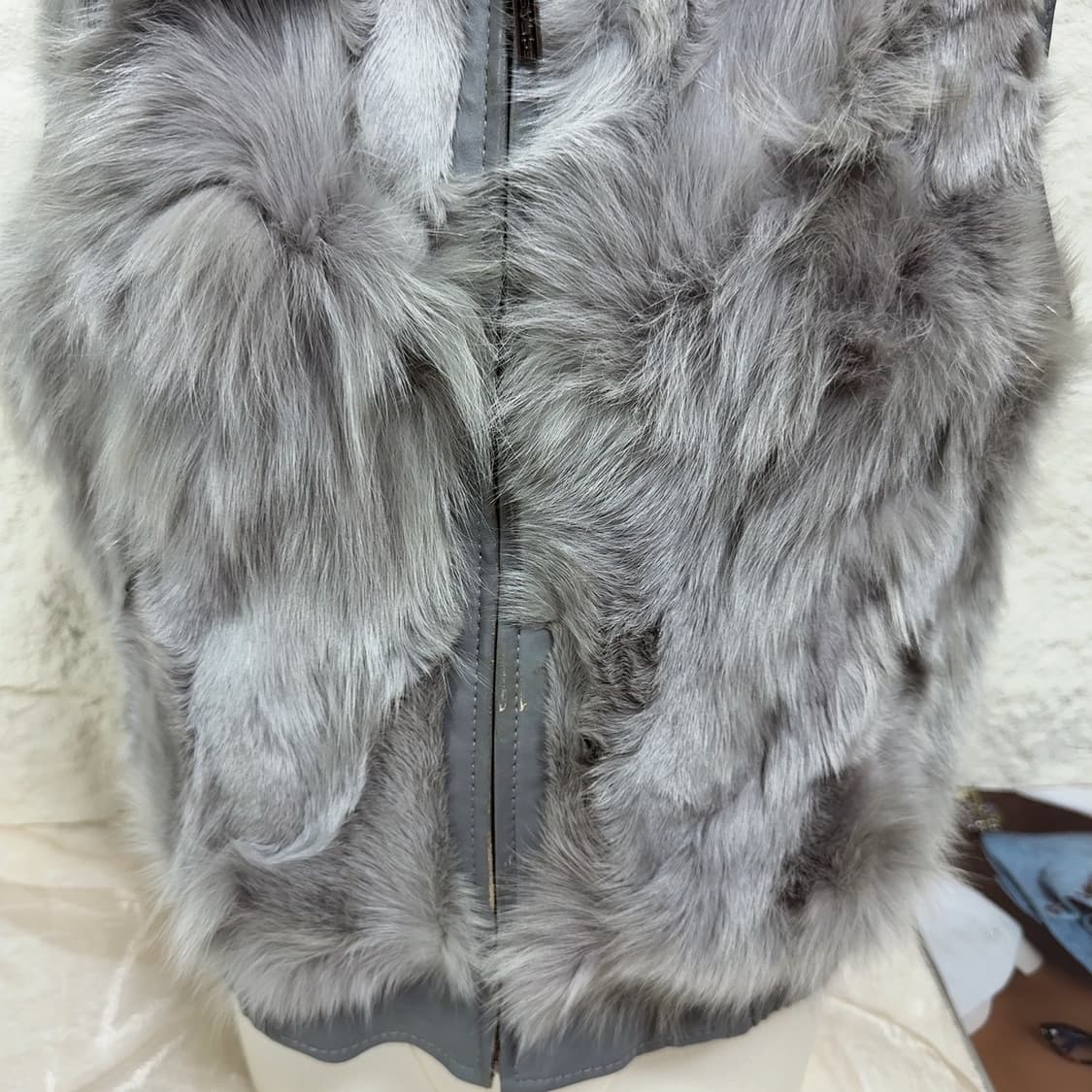 빈티지 그레이 여우털 폭스퍼 양가죽 조끼 베스트 상품이미지4