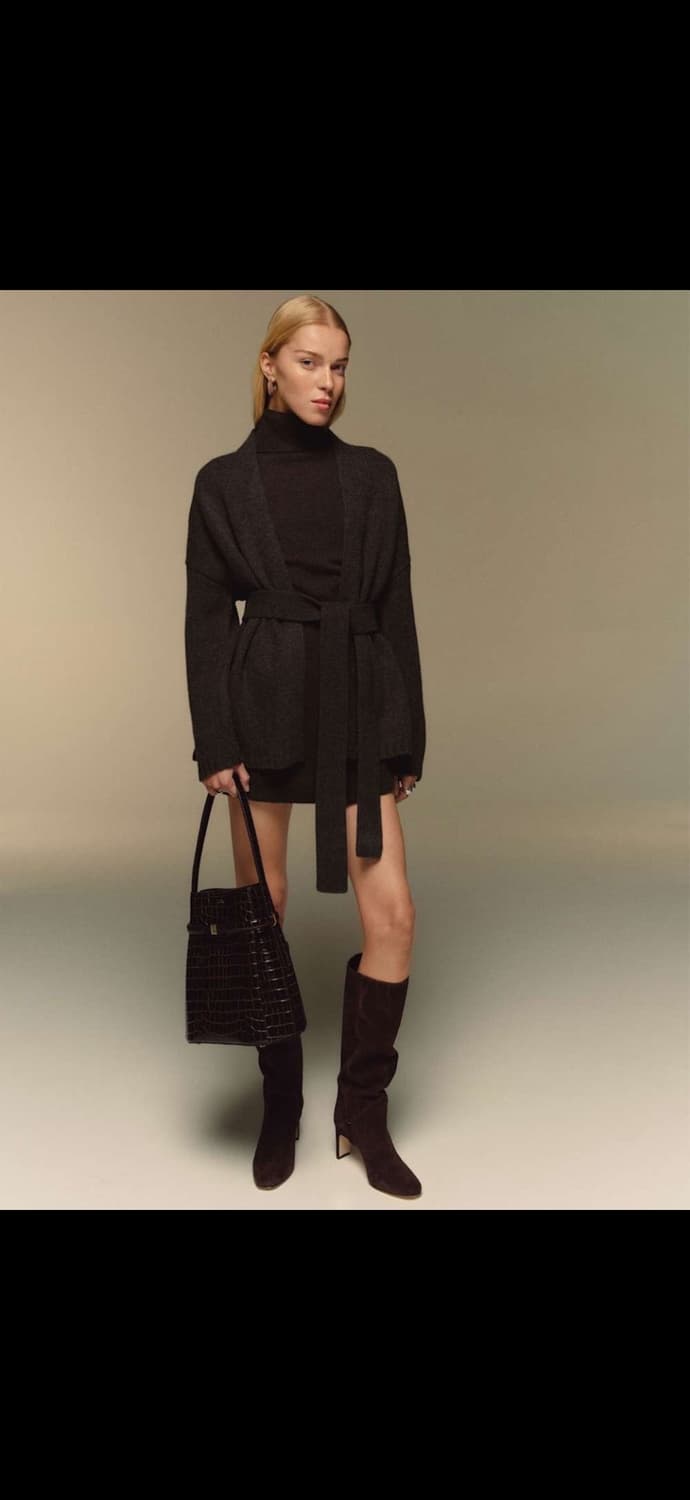 리포메이션 Meg 가디건코트 다크 브라운 니트 랩 울 가디건 상품이미지3
