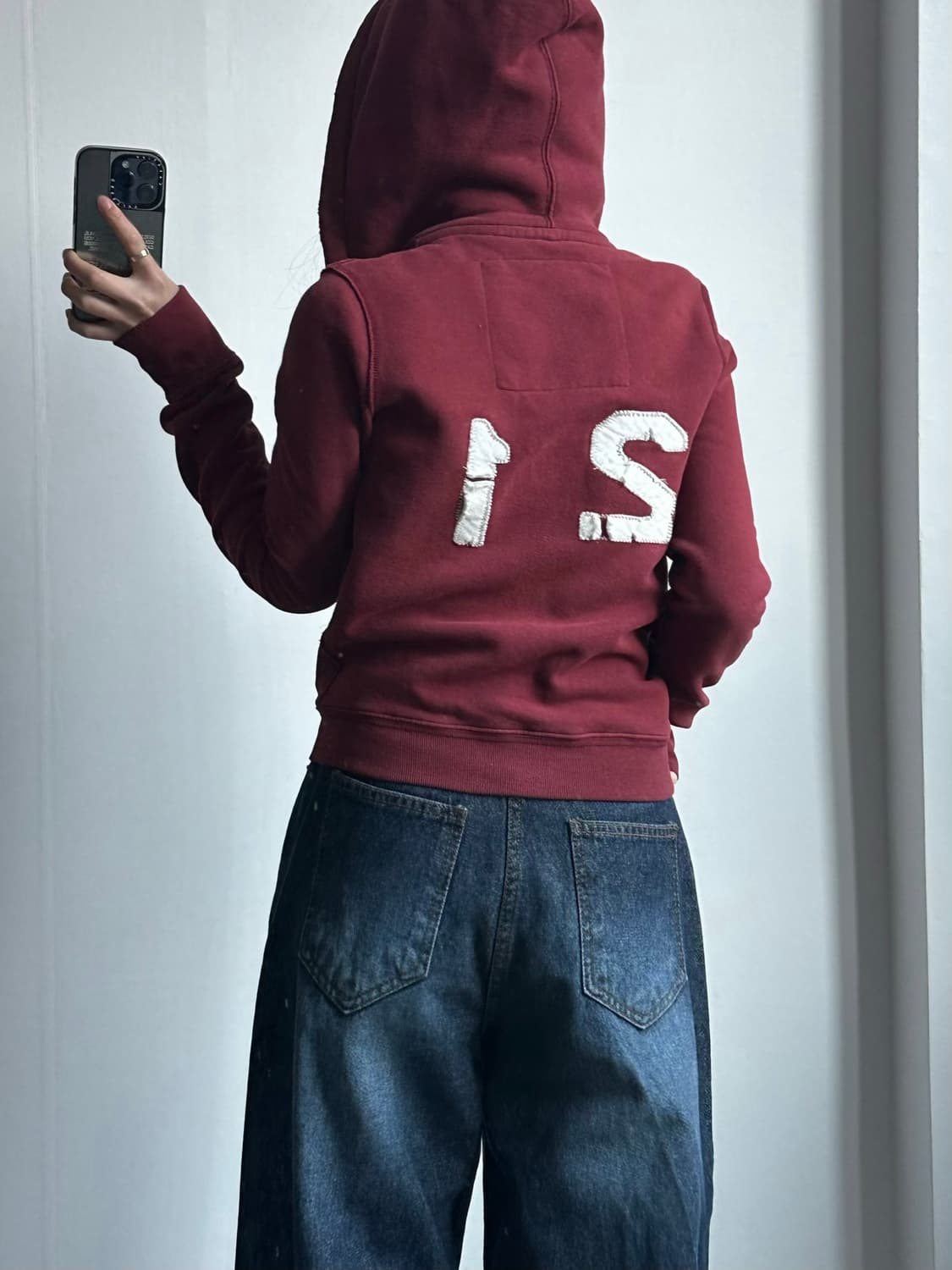 아베크롬비 y2k 와투케 헤비코튼 버건디 후드집업 상품이미지2