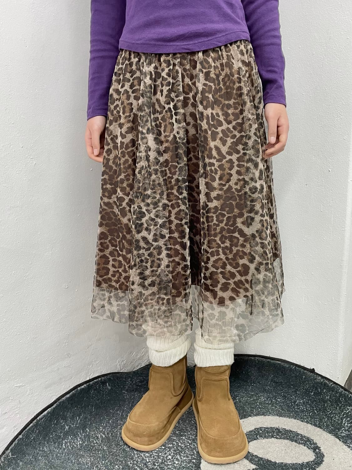 갸루 호피 샤 스커트 상품이미지1