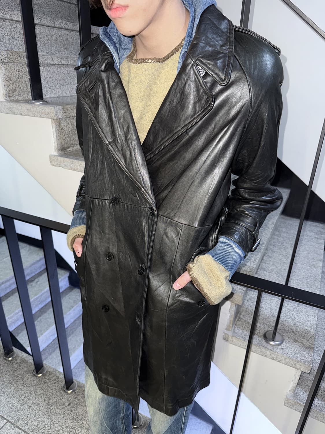 real leather double coat 상품이미지1