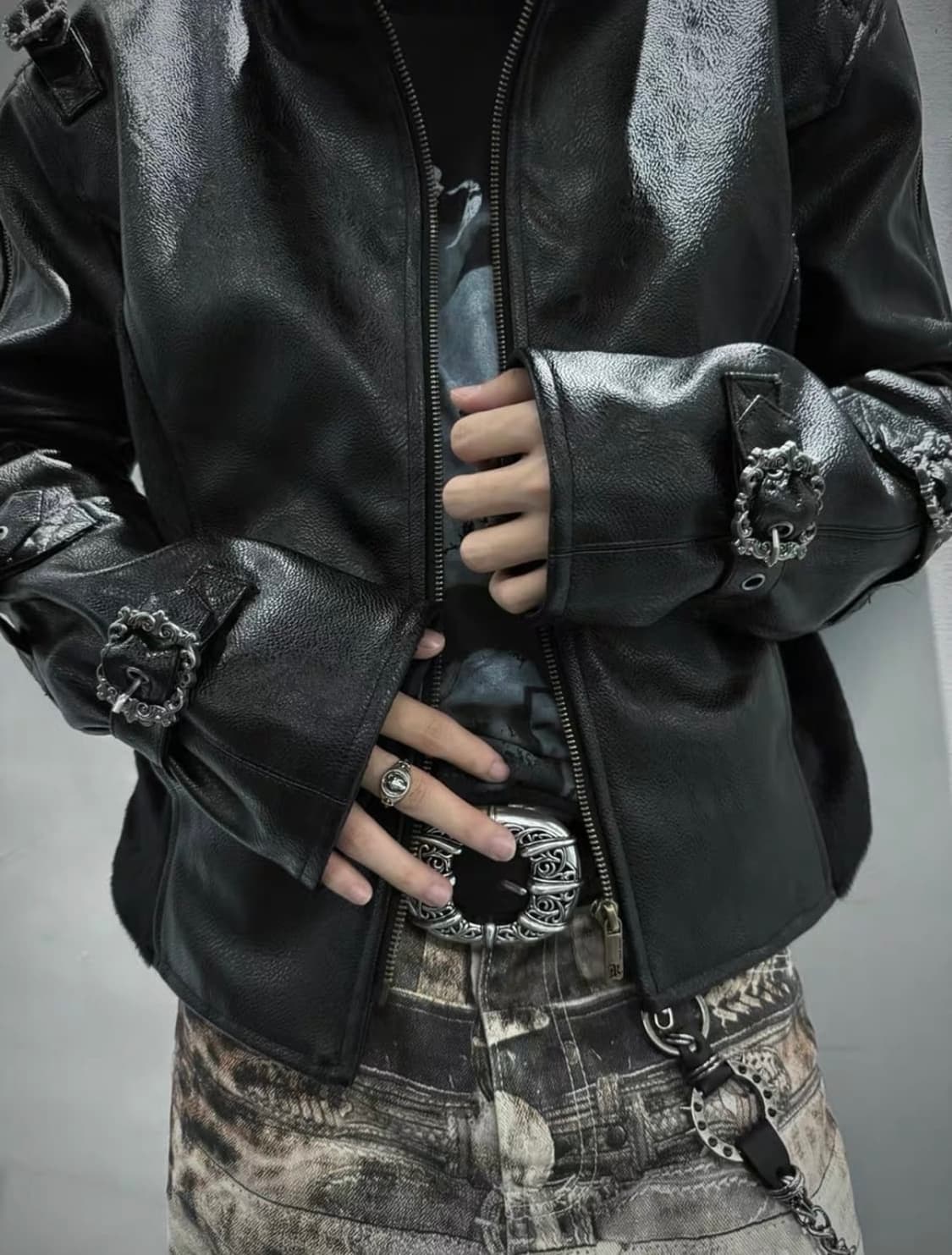 Opium Leather Buckle Rider Jacket (오피움 레 상품이미지3