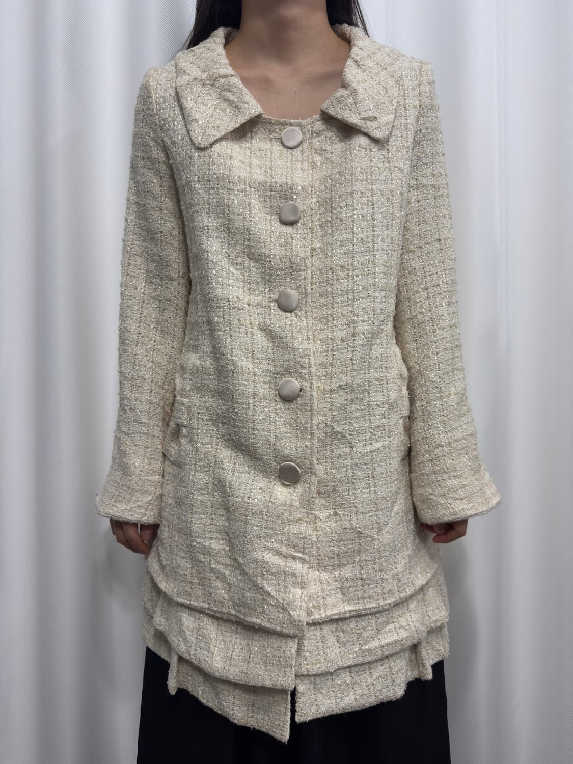 lovely tweed glitter ribbon coat 상품이미지1