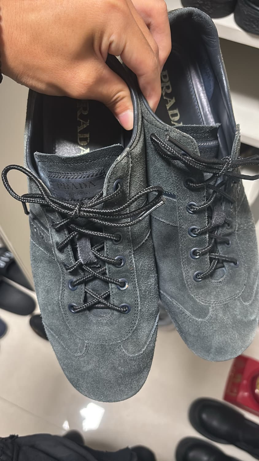 Prada sports suede dark green flat shoes 상품이미지6