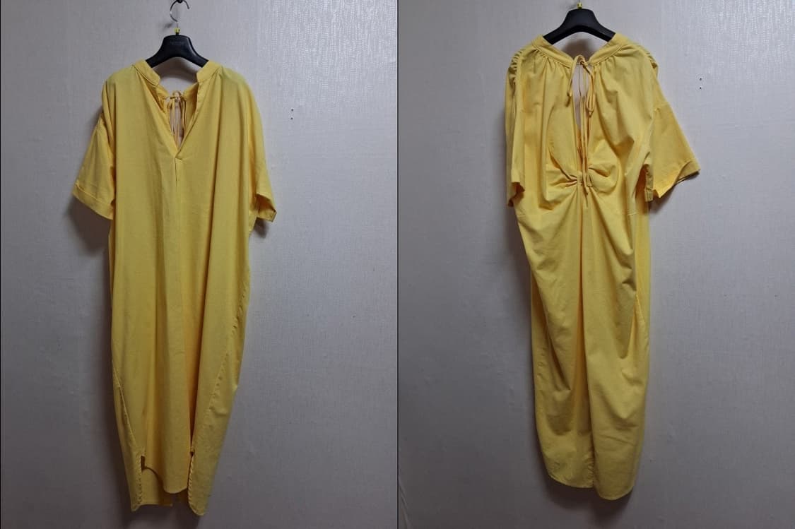 일본수입 옐로우 루즈핏 백오픈 스트링 롱원피스 표기 프리사이즈
 상품이미지2