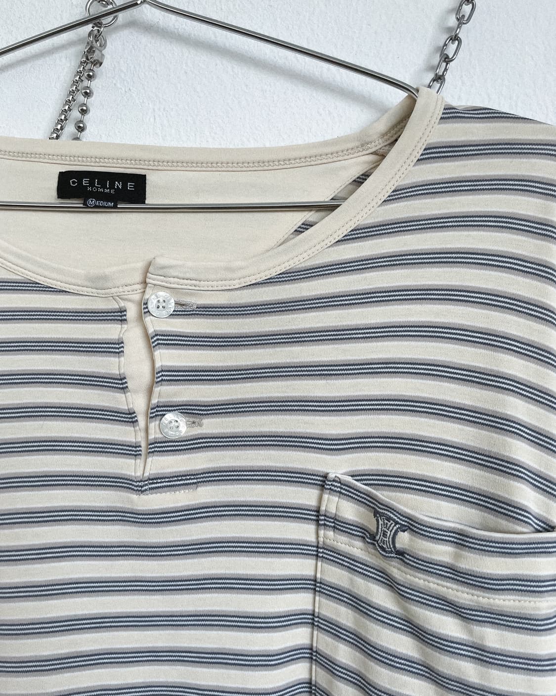 90s 셀린느 투버튼 스트라이프 롱슬리브 상품이미지6