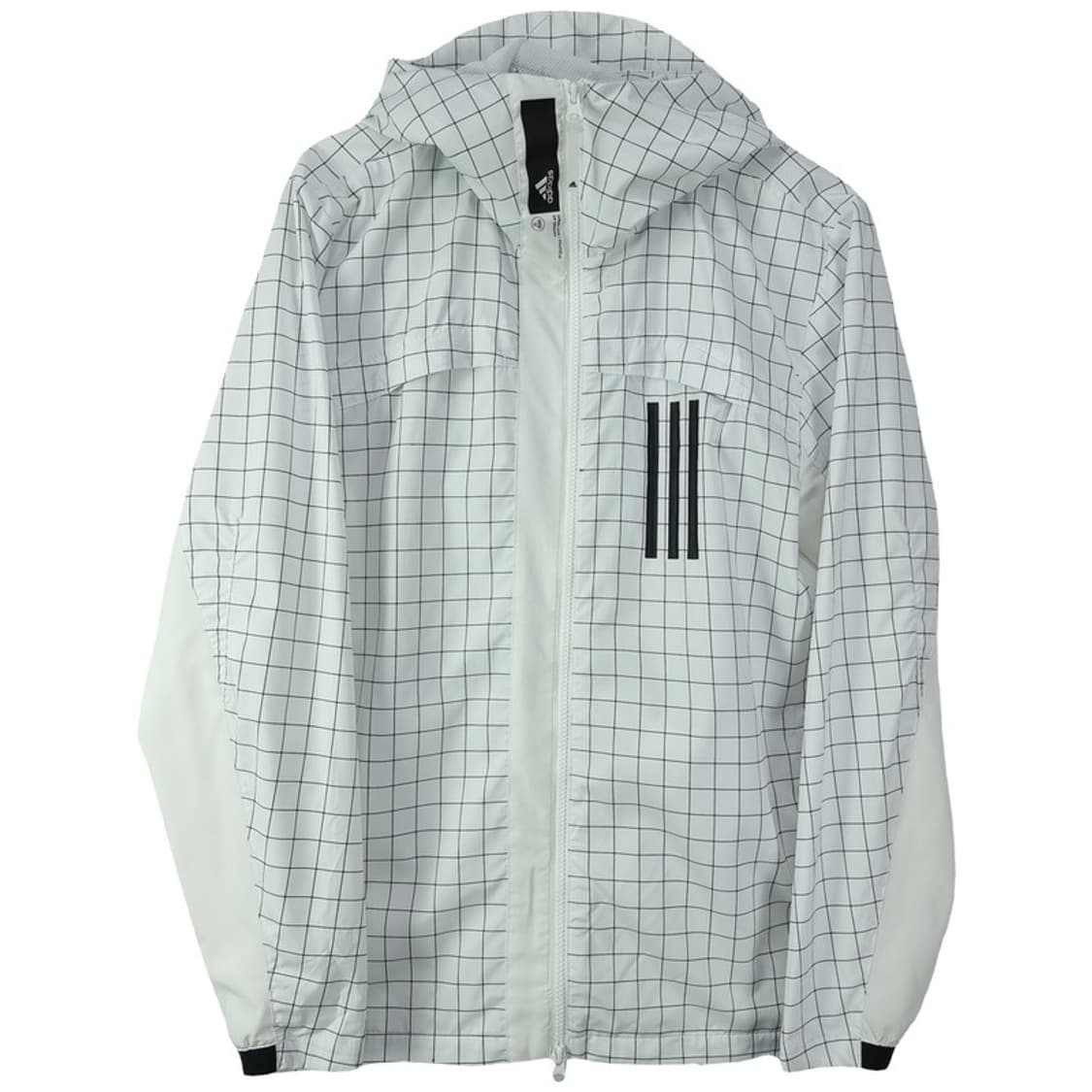 [아디다스] 체크 패턴 후드 바람막이 자켓 화이트 M18488 상품이미지2