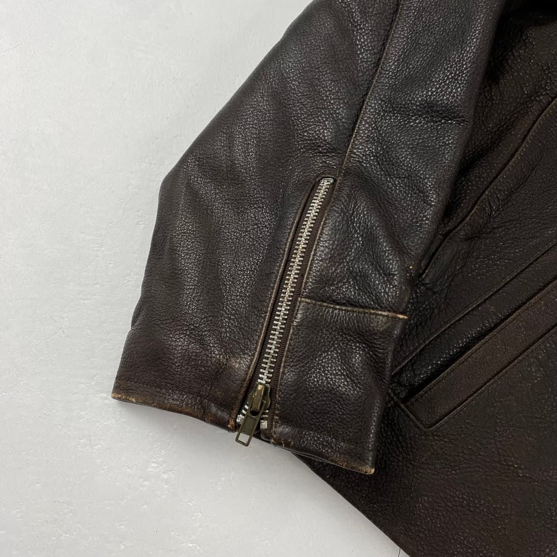 알파인더스트리 브라운 소가죽 레더 자켓 (100) 상품이미지4